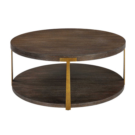 Brown Oak Round Coffee Table by Uttermost Palisade, alternate view 4