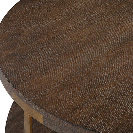 Brown Oak Round Coffee Table by Uttermost Palisade, alternate view 5