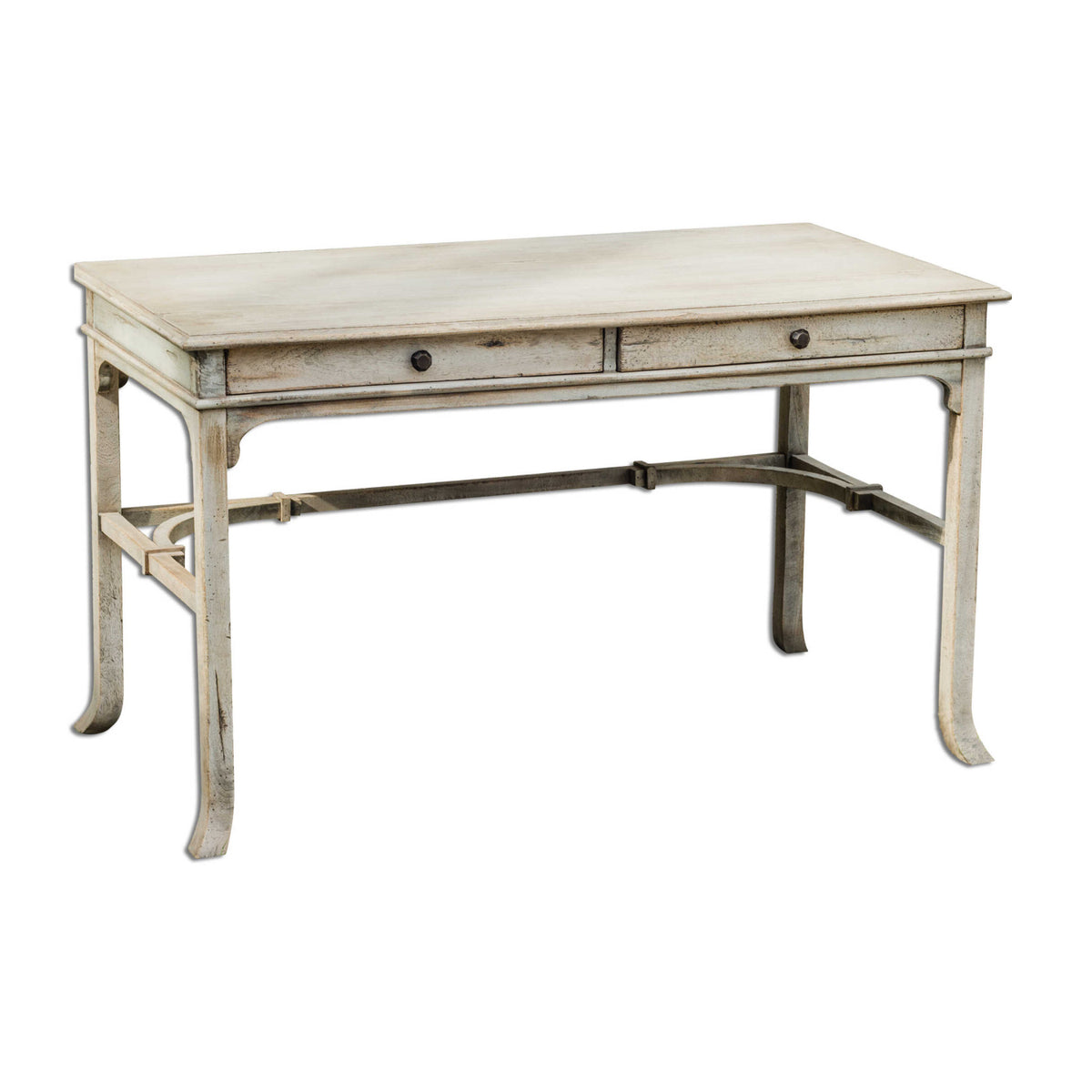 Modern European furniture - Aged White 2-Drawer Writing Desk - www.oroa.com
