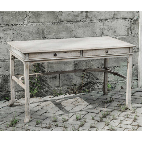 Modern European furniture - Aged White 2-Drawer Writing Desk - www.oroa.com