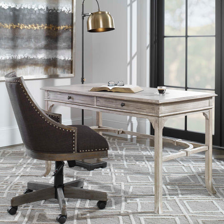 Modern European furniture - Aged White 2-Drawer Writing Desk - www.oroa.com