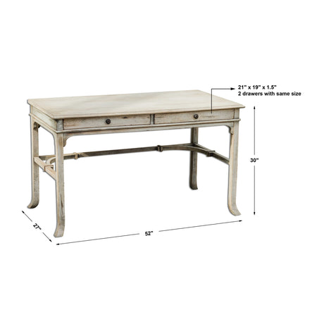 Modern European furniture - Aged White 2-Drawer Writing Desk - www.oroa.com