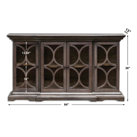 Open-Carved 4-Door Wooden Cabinet by Uttermost Belino, alternate view 7