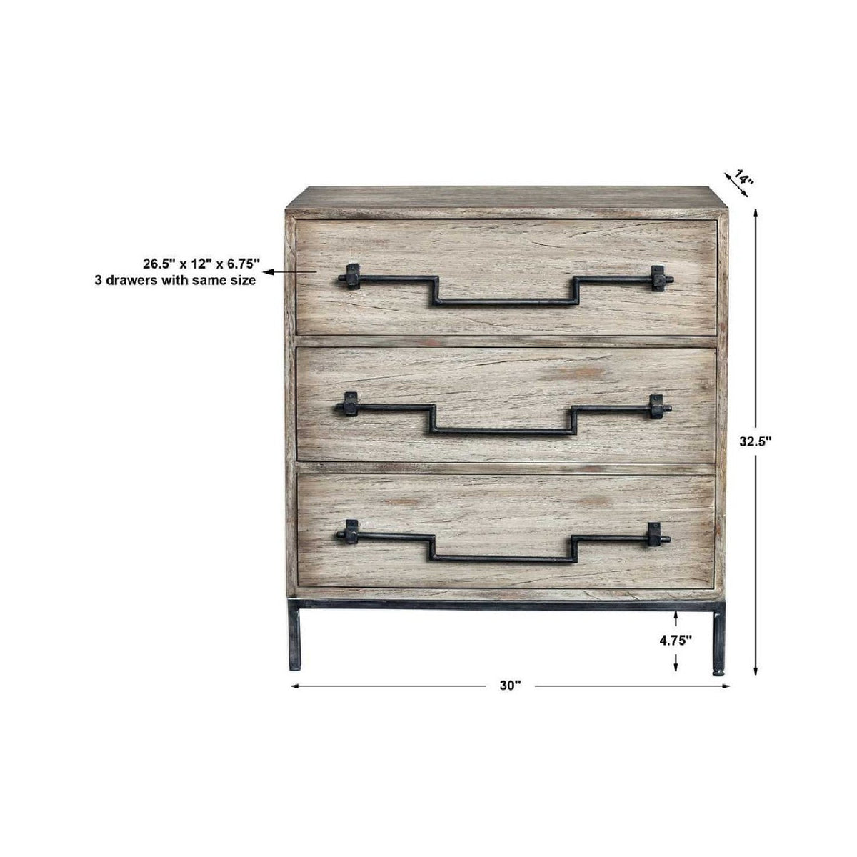 Modern European furniture - Mango Wood 3-Drawer Accent Chest - www.oroa.com