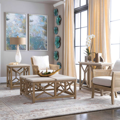 Natural White Limestone Console Table by Uttermost Catali, alternate view 9