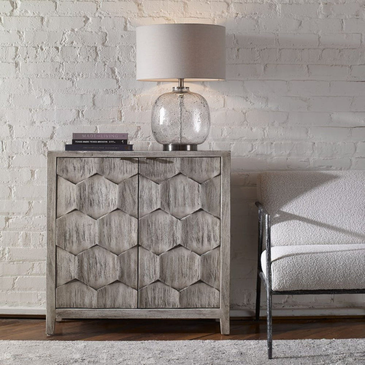 2-Door Honeycomb Mahogany Cabinet by Uttermost Catori, alternate view 2