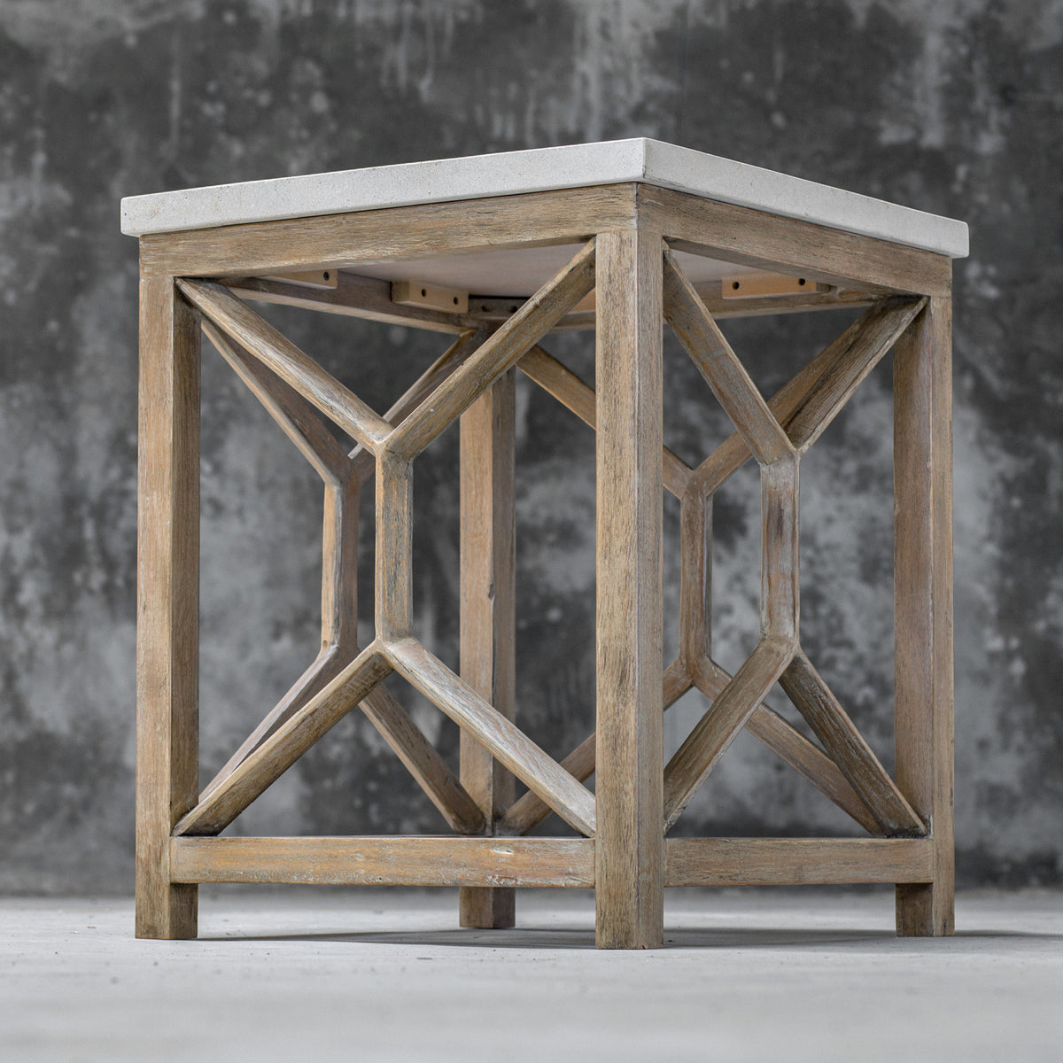 Modern European furniture - Natural Limestone Square Side Table - www.oroa.com