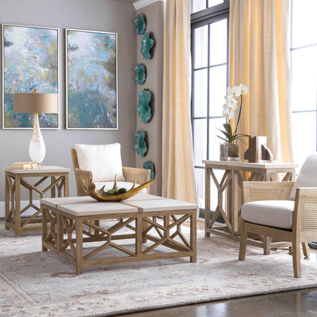 Modern European furniture - Natural Limestone Square Side Table - www.oroa.com