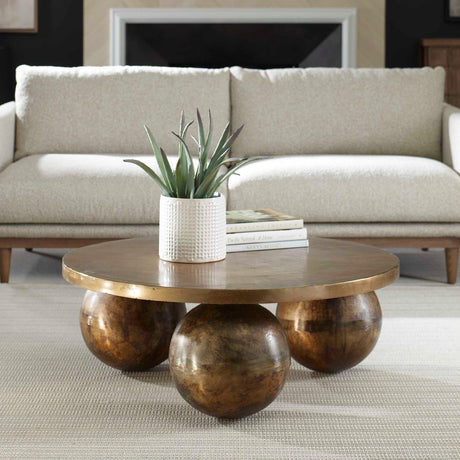 Sphere Base Aluminum Coffee Table by Uttermost Triplet, alternate view 6