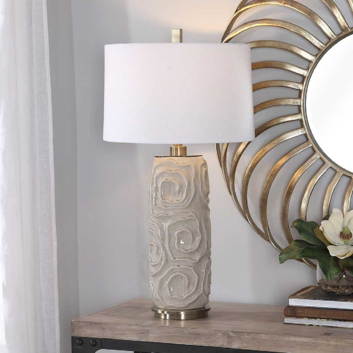 Geometric Patterned Ceramic Table Lamp by Uttermost Zade, alternate view 10