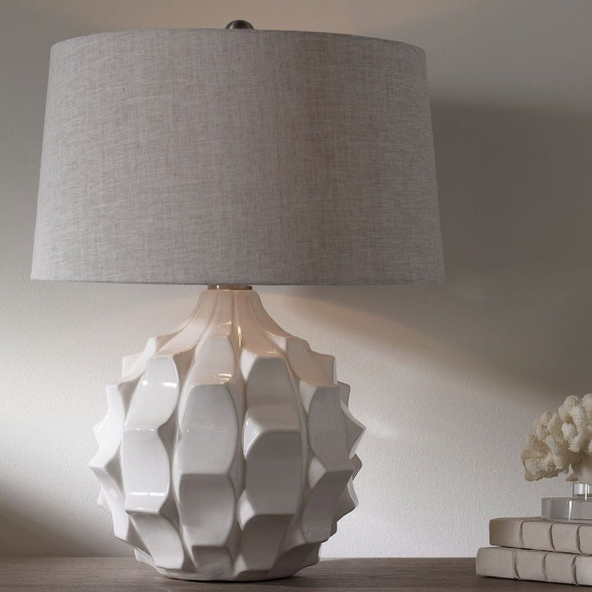 Modern European furniture - Gloss White Ceramic Table Lamp by Uttermost Guerina - www.oroa.com