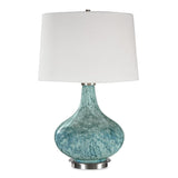Modern European furniture - Bulbous Blue Glass Table Lamp by Uttermost Celinda - www.oroa.com