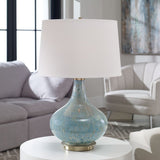 Modern European furniture - Bulbous Blue Glass Table Lamp by Uttermost Celinda - www.oroa.com