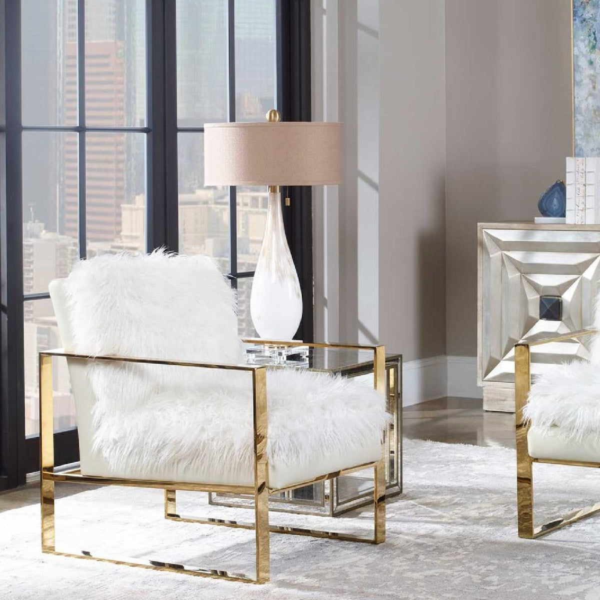 Glass Base Linen Table Lamp | Uttermost Cardoni - www.oroa.com