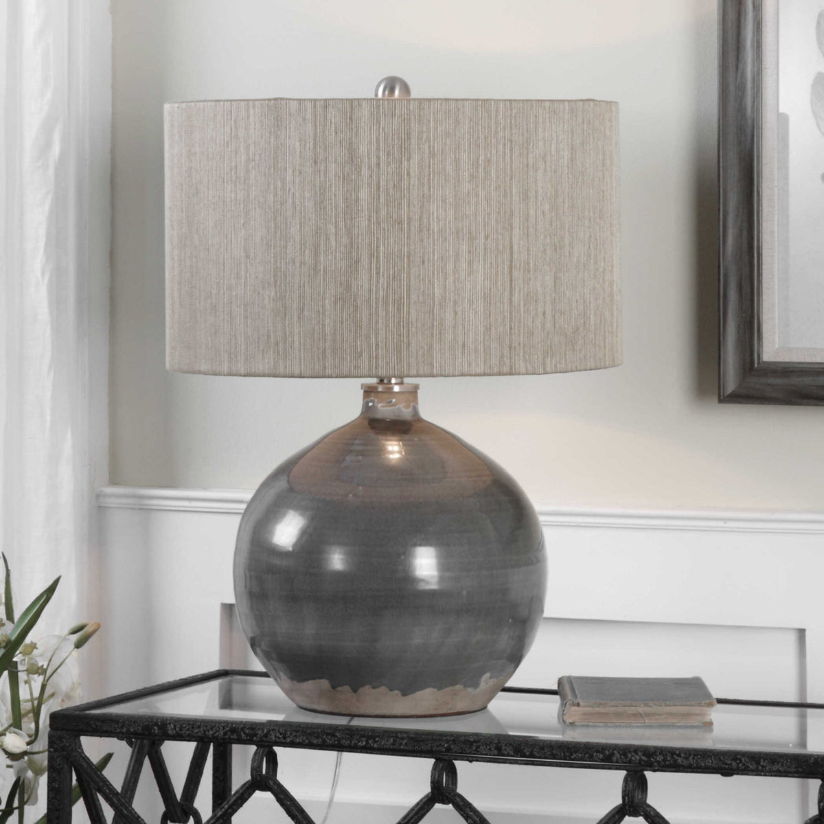 Modern European furniture - Gray Rounded Ceramic Table Lamp - www.oroa.com