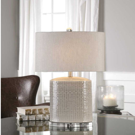 Textured Oval Ceramic Table Lamp by Uttermost Modica, alternate view 5