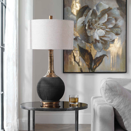 Rounded Black Ceramic Table Lamp by Uttermost Arnav, alternate view 6