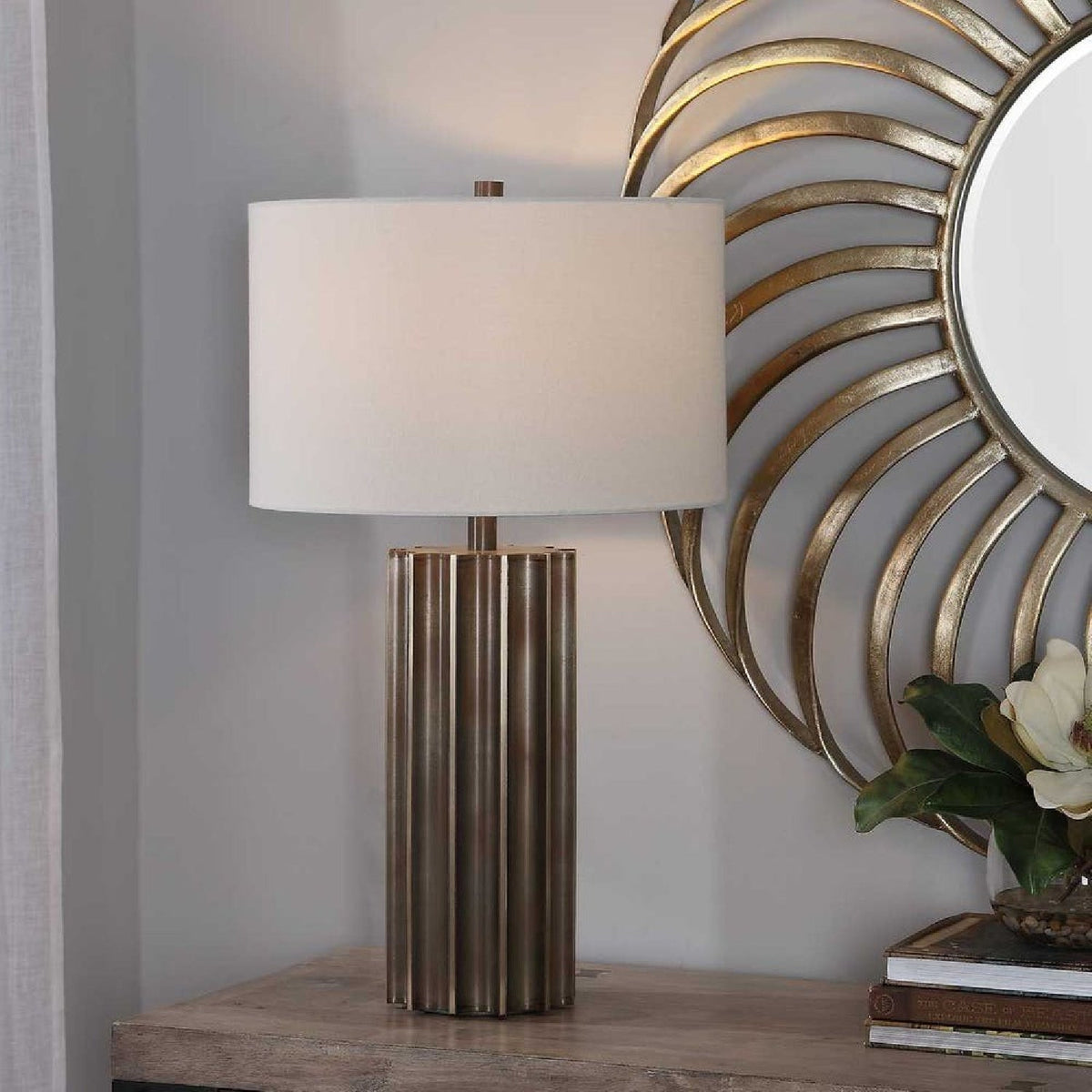 Modern European furniture - Fluted Steel Table Lamp by Uttermost Khalio - www.oroa.com