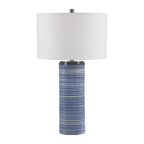 Modern European furniture - Blue Stripes Ceramic Table Lamp by Uttermost Montauk - www.oroa.com