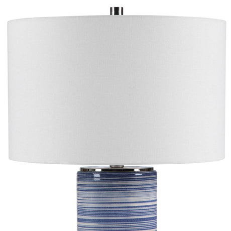 Modern European furniture - Blue Stripes Ceramic Table Lamp by Uttermost Montauk - www.oroa.com