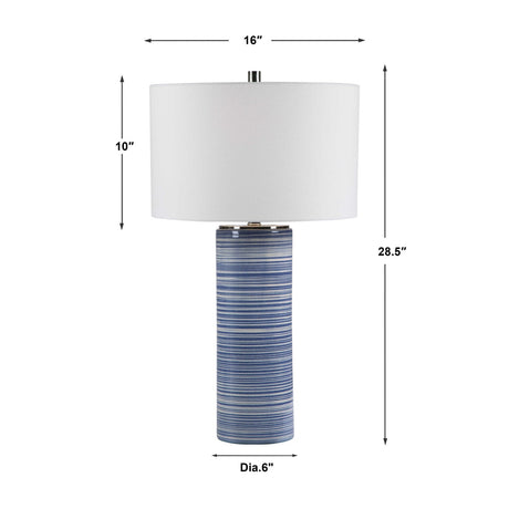 Modern European furniture - Blue Stripes Ceramic Table Lamp by Uttermost Montauk - www.oroa.com