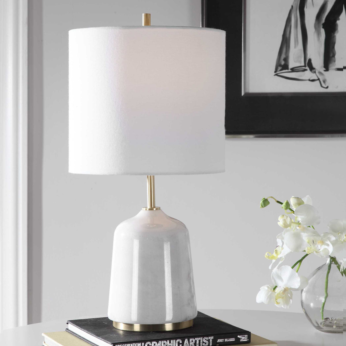 White Marble Table Lamp by Uttermost Eloise, alternate view 6