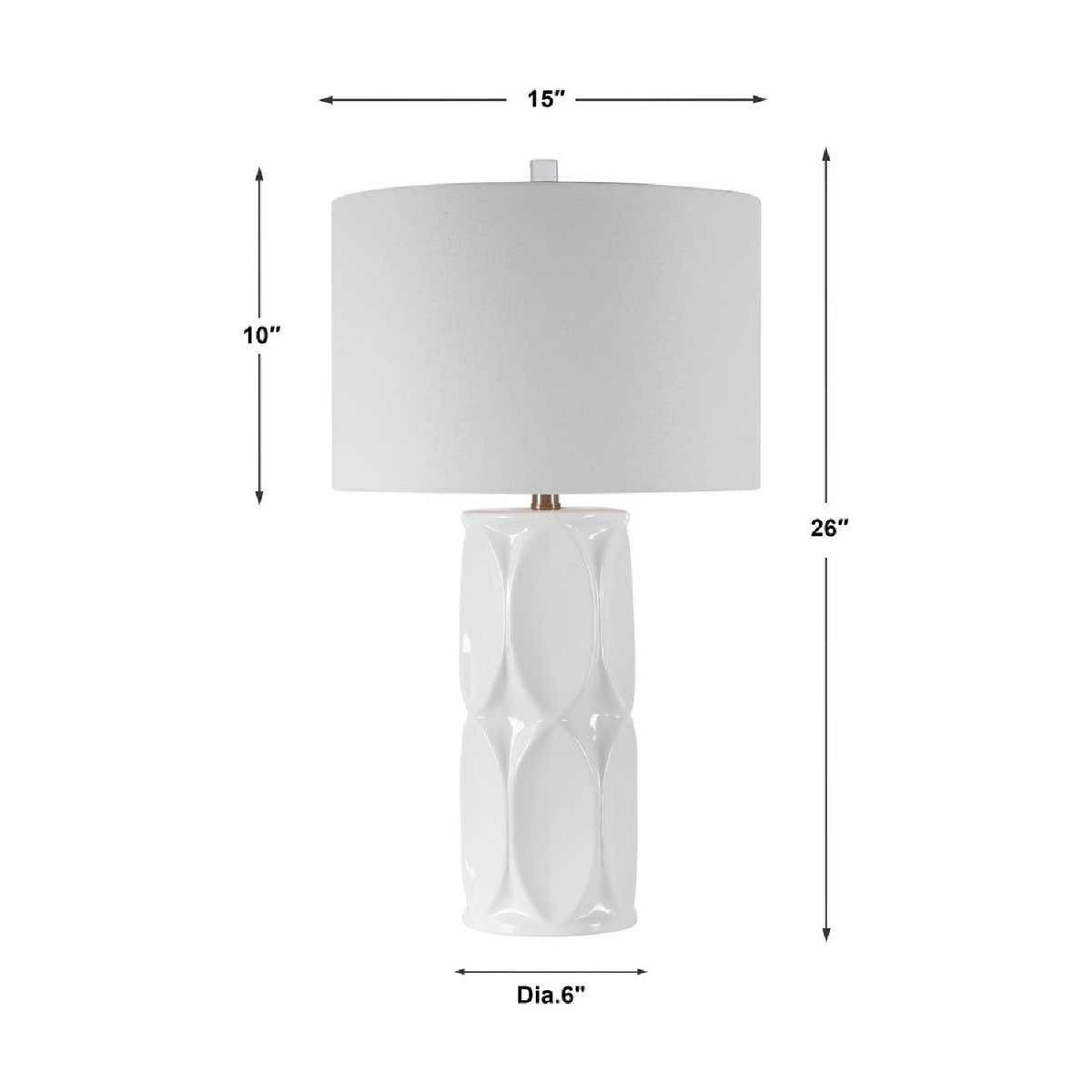 Modern European furniture - Glossy White Ceramic Table Lamp by Uttermost Sinclair - www.oroa.com