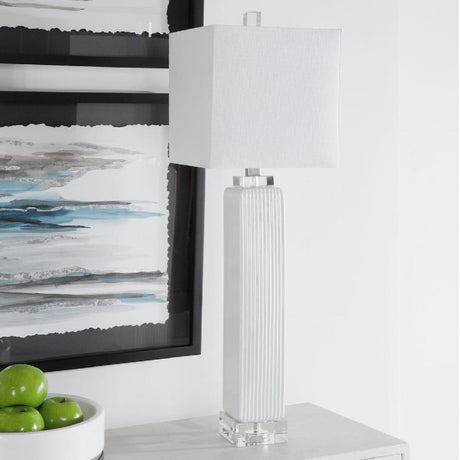 White Ribbed Buffet Lamp by Uttermost Bennett, alternate view 7