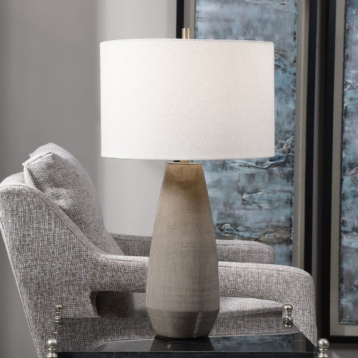 Crackled Gray Ceramic Table Lamp by Uttermost Volterra, alternate view 2