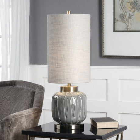 Gray Embossed Ceramic Buffet Lamp by Uttermost Zahlia, alternate view 7