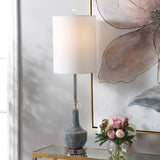 Mottled Blue Ceramic Buffet Lamp by Uttermost Piers, alternate view 2