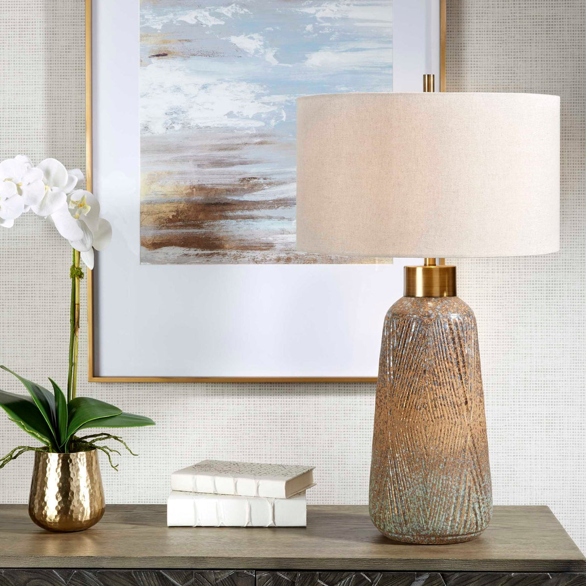 Modern European furniture - Embossed Glaze Ceramic Table Lamp  - www.oroa.com