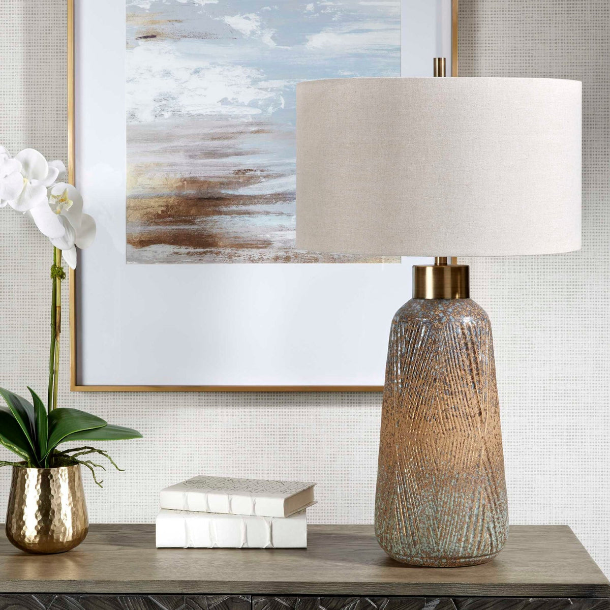 Modern European furniture - Embossed Glaze Ceramic Table Lamp  - www.oroa.com