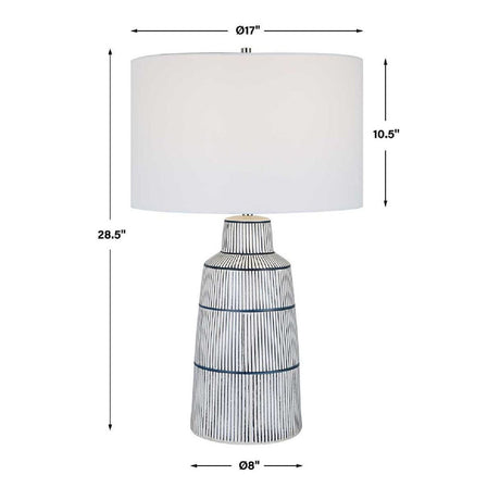 Ceramic Nautical Stripes Table Lamp by Uttermost Breton, alternate view 4