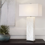 Modern European furniture - Carved White Stone Table Lamp by Uttermost Pillar - www.oroa.com