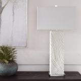 Modern European furniture - Carved White Stone Table Lamp by Uttermost Pillar - www.oroa.com