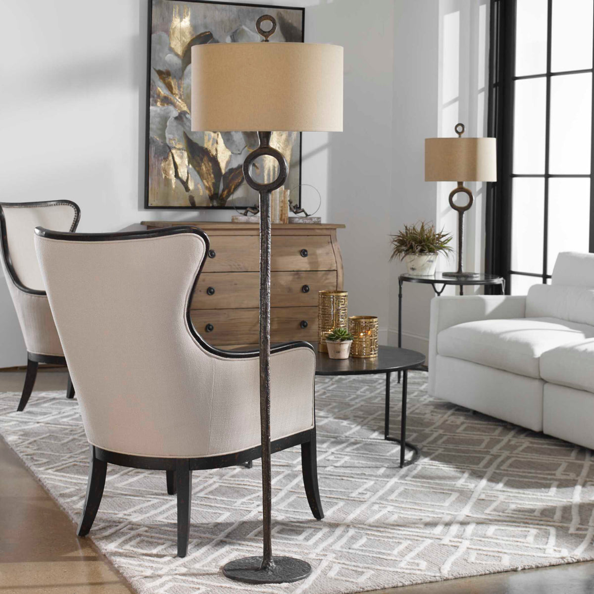 Modern European furniture - Antique Brass Adjustable Floor Lamp - www.oroa.com