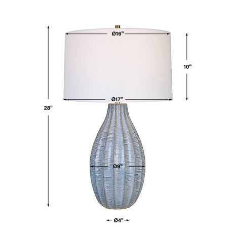 Scalloped Blue Ceramic Table Lamp by Uttermost Veston, alternate view 8