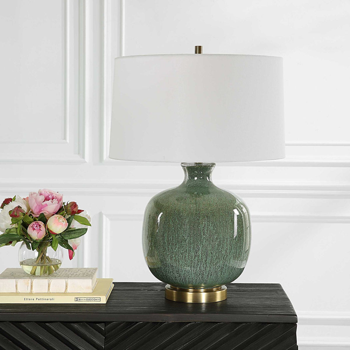 Aged Green Glass Table Lamp by Uttermost Nataly, alternate view 7