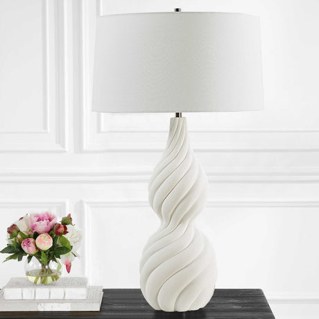 Coiled White Ceramic Table Lamp by Uttermost Twisted Swirl, alternate view 8