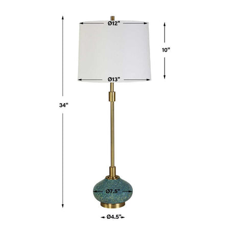 Blue Glazed Ceramic Buffet Lamp by Uttermost Kaimana, alternate view 4