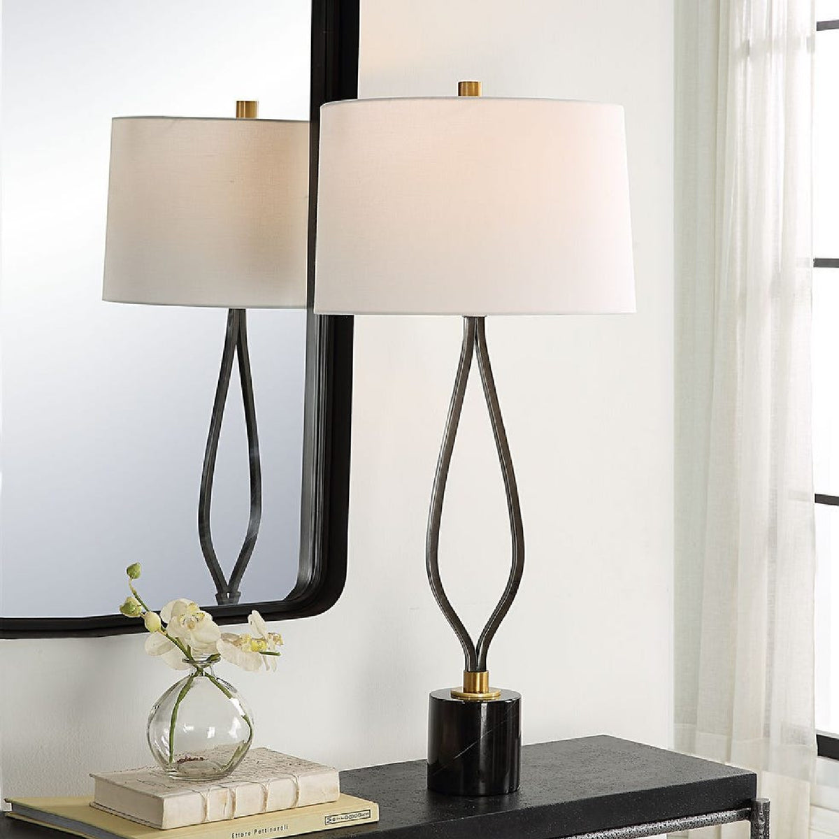 Wishbone Shaped Iron Table Lamp by Uttermost Separate Paths, alternate view 2