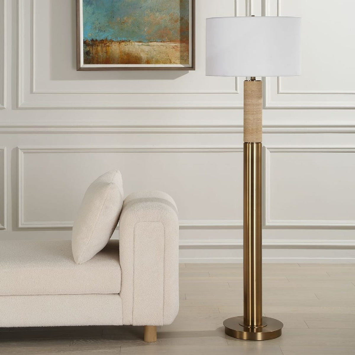 Travertine Column Floor Lamp | Uttermost Knox - www.oroa.com