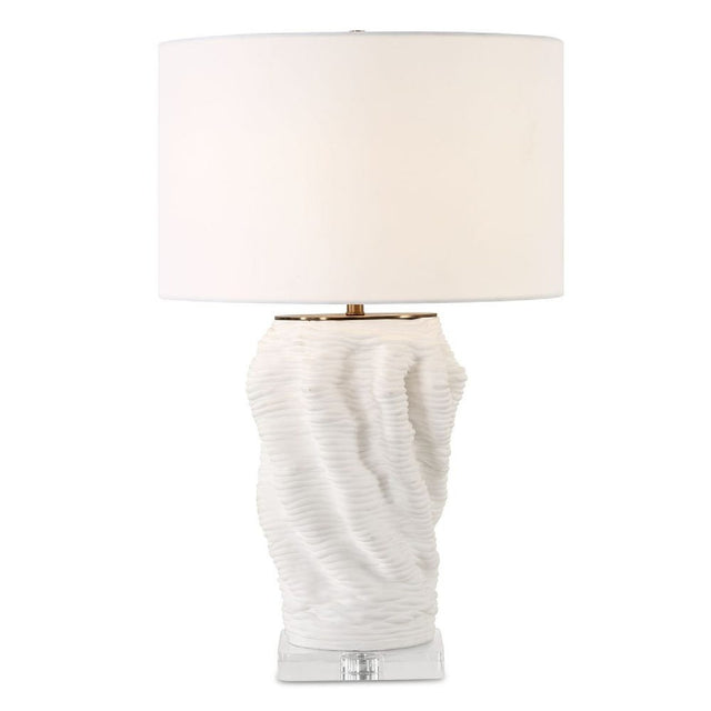 Organic-Shaped White Ceramic Table Lamp by Uttermost Stratified
