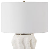 Organic-Shaped White Ceramic Table Lamp by Uttermost Stratified, alternate view 4