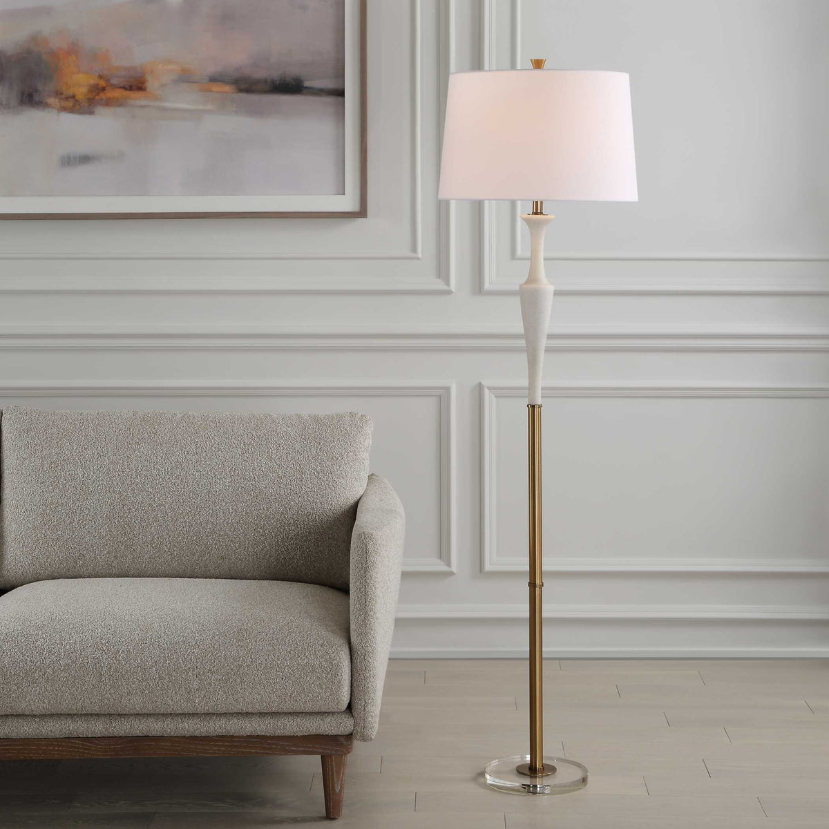 Modern European furniture - White Stone Floor Lamp - www.oroa.com