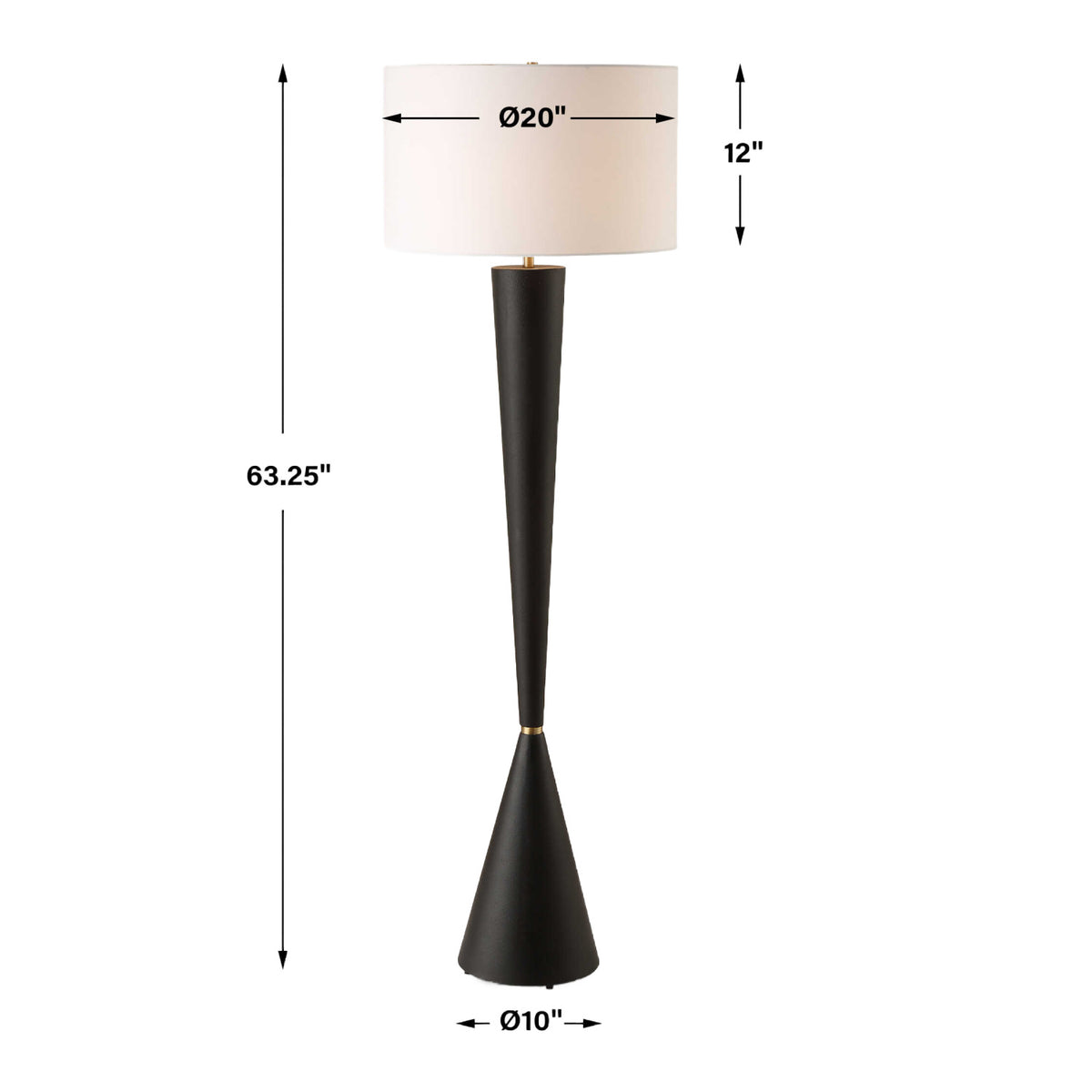 Modern European furniture - Black Iron Tapered Floor Lamp - www.oroa.com