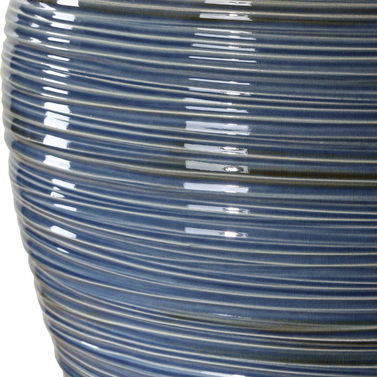 Modern European furniture - Ribbed Blue Ceramic Table Lamp - www.oroa.com