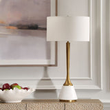 White Marble & Brass Table Lamp by Uttermost Avola, alternate view 2