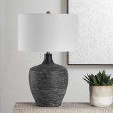Modern European furniture - Ribbed Gray Ceramic Table Lamp by Uttermost Graphite - www.oroa.com
